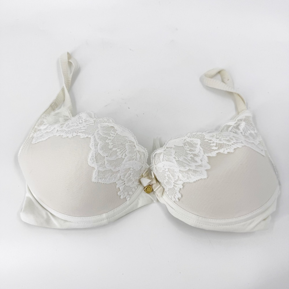Chantelle White Lace‎ Trim Padded Underwire Bra 34D